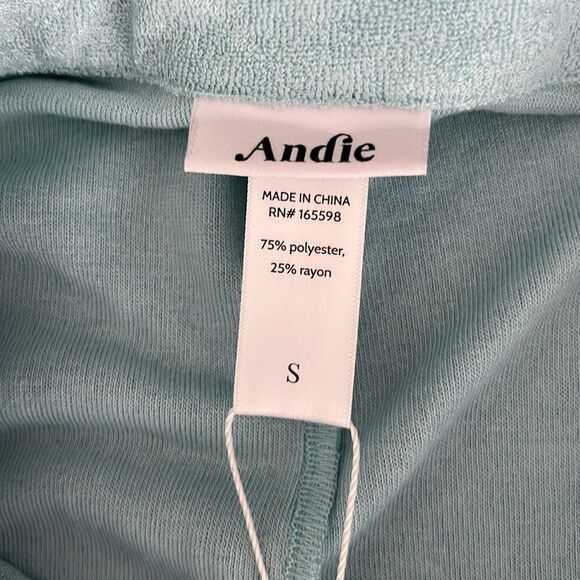 NWT Andie Swim The Palma Terry Button- Up Romper in Cablu Size S - Picture 5 of 7